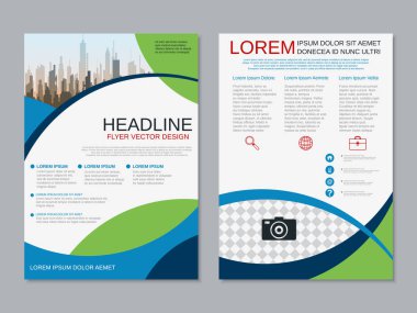 Modern profesyonel iş iki taraflı broşür, kitapçık, broşür kapak, yıllık rapor vektör tasarım şablonu. A4 formatı