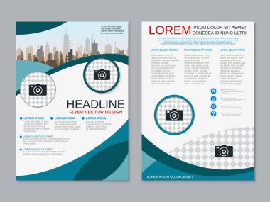 Modern profesyonel iş iki taraflı broşür, kitapçık, broşür kapak, yıllık rapor vektör tasarım şablonu. A4 formatı