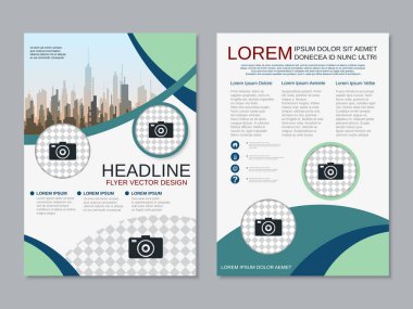 Modern profesyonel iş iki taraflı broşür, kitapçık, broşür kapak, yıllık rapor vektör tasarım şablonu. A4 formatı