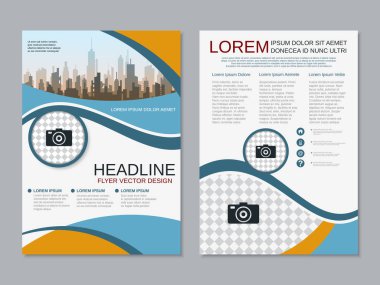 Modern profesyonel iş iki taraflı broşür, kitapçık, broşür kapak, yıllık rapor vektör tasarım şablonu. A4 formatı