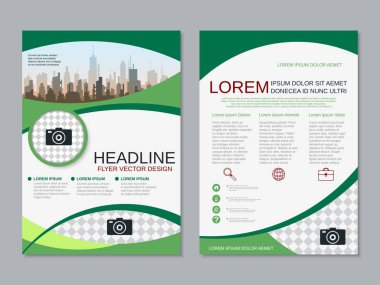 Modern profesyonel iş iki taraflı broşür, kitapçık, broşür kapak, yıllık rapor vektör tasarım şablonu. A4 formatı