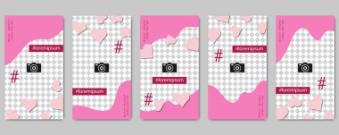 Sevgililer günü sosyal ağ hikayeler düzenlenebilir vektör kalıp toplama. Sosyal medya için Web uygulama arka plan