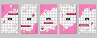 Sevgililer günü sosyal ağ hikayeler düzenlenebilir vektör kalıp toplama. Sosyal medya için Web uygulama arka plan