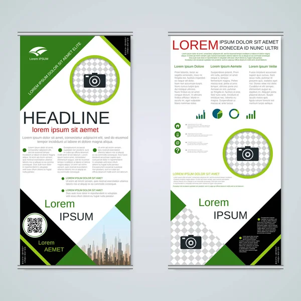 Summera Abstrakta Geometriska Moderna Business Banners Dubbelsidig Flyer Vektor Formgivningsmall — Stock vektor