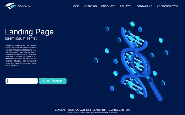 Investigación Genética Plana Vector Isométrico Concepto Ilustración Página Web Landing — Vector de stock