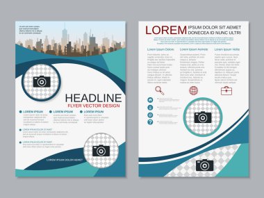 Modern profesyonel iş iki taraflı broşür, kitapçık, broşür kapak, yıllık rapor vektör tasarım şablonu. A4 formatı
