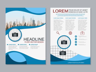 Modern profesyonel iş iki taraflı broşür, kitapçık, broşür kapak, yıllık rapor vektör tasarım şablonu. A4 formatı