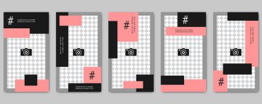 Moda sosyal ağ hikayeler düzenlenebilir vektör kalıp toplama. Sosyal medya için Web uygulama arka plan