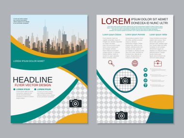 Modern profesyonel iş iki taraflı broşür, kitapçık, broşür kapak, yıllık rapor vektör tasarım şablonu. A4 formatı