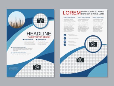 Modern profesyonel iş iki taraflı broşür, kitapçık, broşür kapak, yıllık rapor vektör tasarım şablonu. A4 formatı