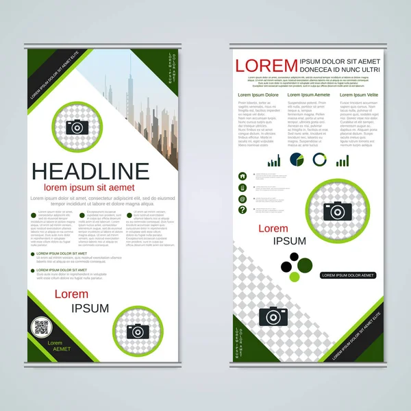 Summera Abstrakta Geometriska Moderna Business Banners Dubbelsidig Flyer Vektor Formgivningsmall — Stock vektor