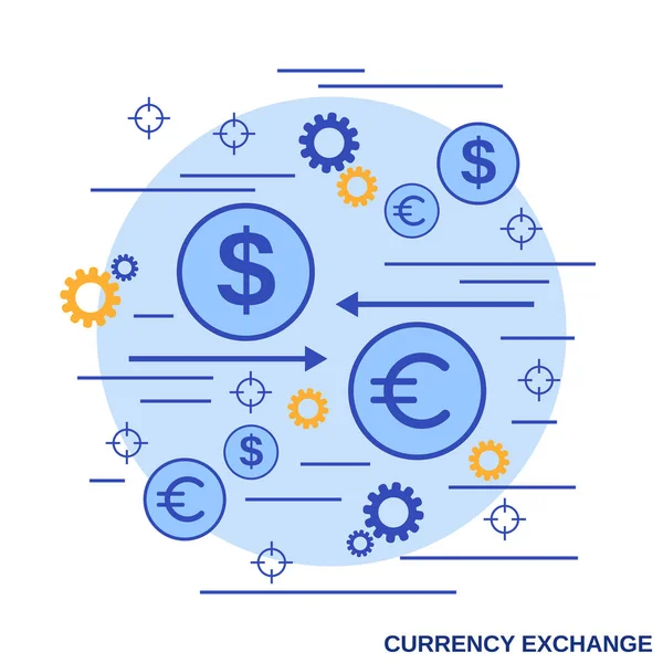 Currency Exchange Money Transfer Financial Transaction Flat Design Style Vector — Stock Vector