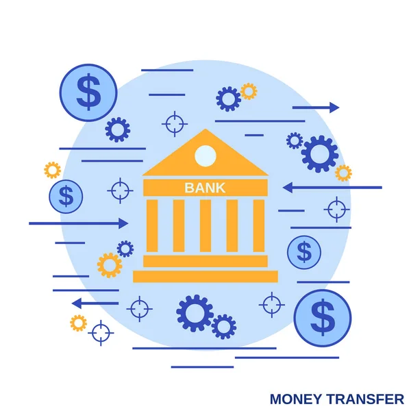 Geldtransfer Finanztransaktionen Online Banking Flache Design Stil Vektor Konzept Illustration — Stockvektor