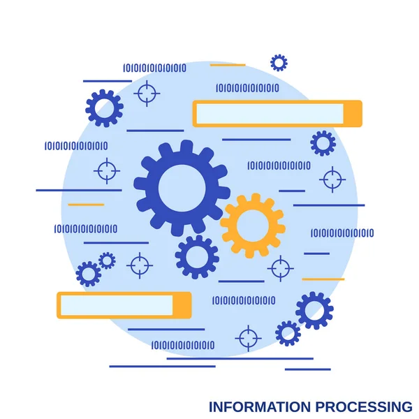 Informationsverarbeitung Flach Design Stil Vektor Konzept Illustration — Stockvektor