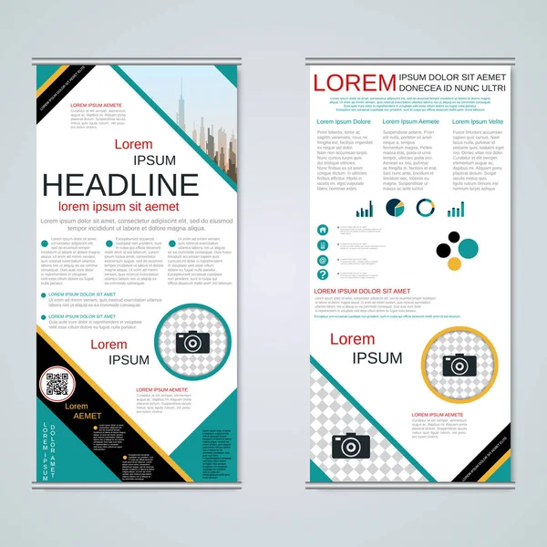 Summera Abstrakta Geometriska Moderna Business Banners Dubbelsidig Flyer Vektor Formgivningsmall — Stock vektor