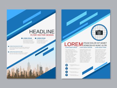 Modern profesyonel iş iki taraflı broşür, kitapçık, broşür kapak, yıllık rapor vektör tasarım şablonu. A4 formatı