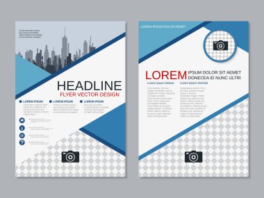 Modern profesyonel iş iki taraflı broşür, kitapçık, broşür kapak, yıllık rapor vektör tasarım şablonu. A4 formatı