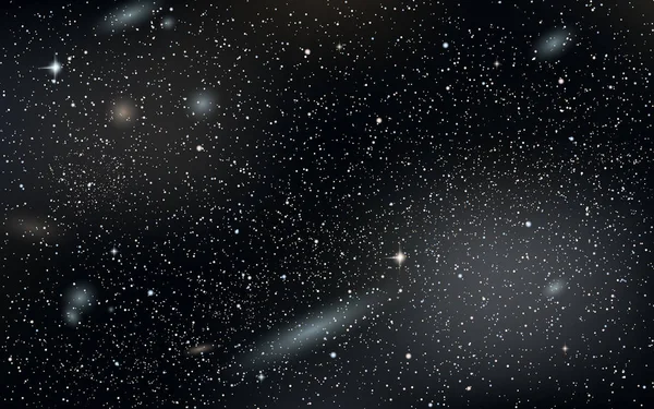 Night Sky Vector Achtergrond Met Sterren Nebula Melkwegstelsels — Stockvector