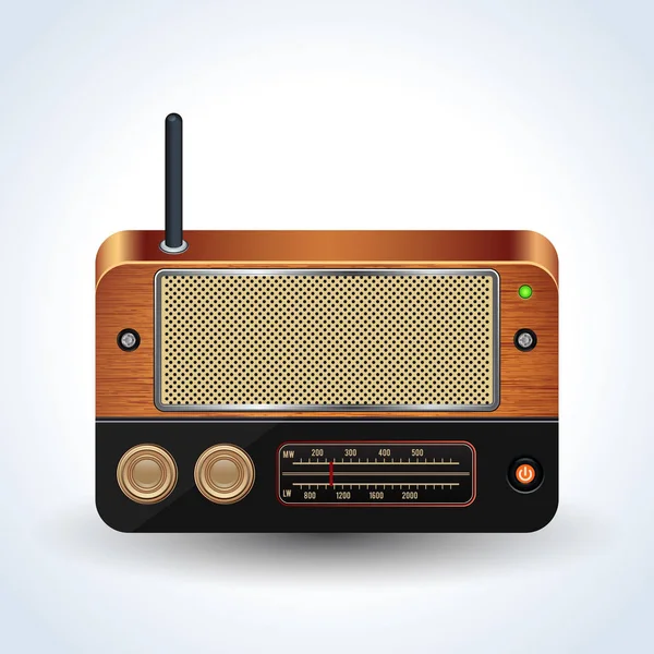 Récepteur Radio Style Rétro Icône Vectorielle Réaliste — Image vectorielle