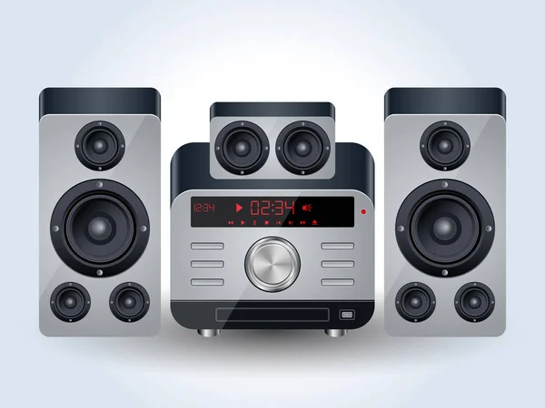Home Sistema Audio Realistico Vettoriale Illustrazione — Vettoriale Stock