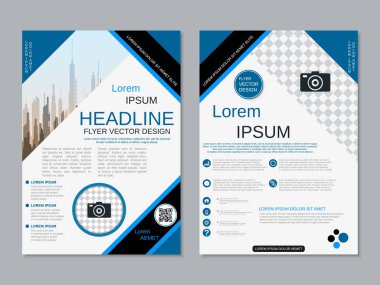 Modern profesyonel iş iki taraflı broşür, kitapçık, broşür kapak, yıllık rapor vektör tasarım şablonu. A4 formatı