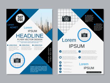 Modern profesyonel iş iki taraflı broşür, kitapçık, broşür kapak, yıllık rapor vektör tasarım şablonu. A4 formatı