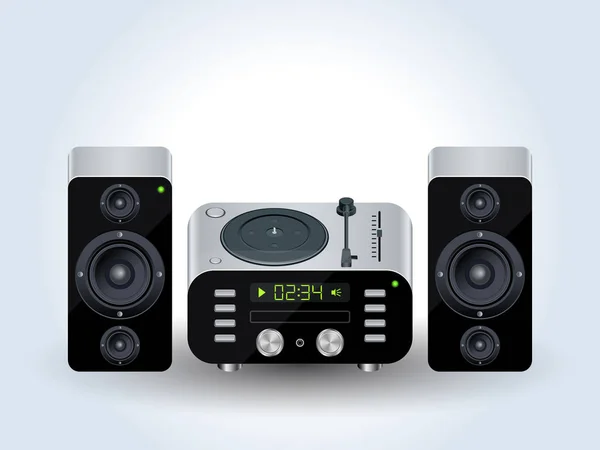 Home Sistema Áudio Com Vinil Disco Player Ilustração Vetorial Realista —  Vetores de Stock