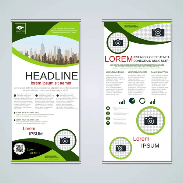 Summera Abstrakta Geometriska Moderna Business Banners Dubbelsidig Flyer Vektor Formgivningsmall — Stock vektor