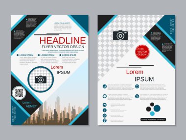 Modern profesyonel iş iki taraflı broşür, kitapçık, broşür kapak, yıllık rapor vektör tasarım şablonu. A4 formatı