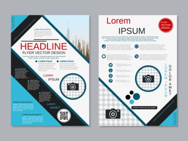 Modern profesyonel iş iki taraflı broşür, kitapçık, broşür kapak, yıllık rapor vektör tasarım şablonu. A4 formatı