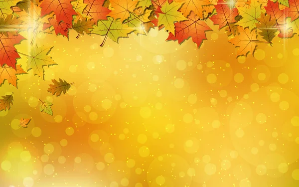 Estilo Otoño Fondo Vectorial Borroso Con Hojas Coloridas Efectos Luz — Vector de stock