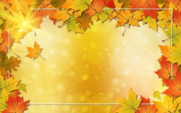 Jesień Styl Niewyraźne Tło Wektorowe Kolorowych Liści Efektów Świetlnych — Wektor stockowy