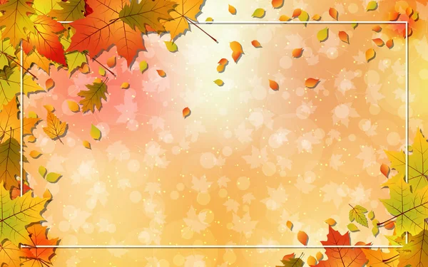 Estilo Otoño Fondo Vectorial Borroso Con Hojas Coloridas Efectos Luz — Vector de stock