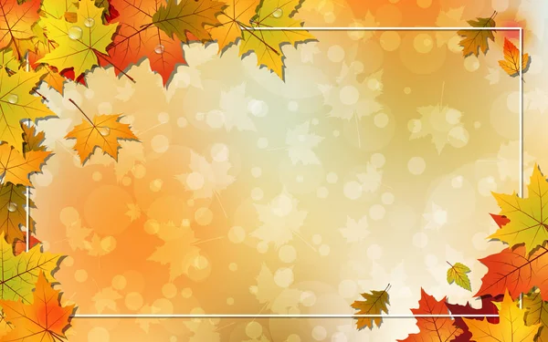 秋季风格模糊矢量背景与五颜六色的叶子和光效果 — 图库矢量图片