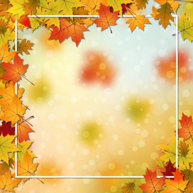 Renkli yaprakları ve ışık efektleri ile Sonbahar tarzı bulanık vektör arka plan