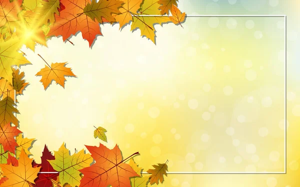 Estilo Otoño Fondo Vectorial Borroso Con Hojas Coloridas Efectos Luz — Vector de stock