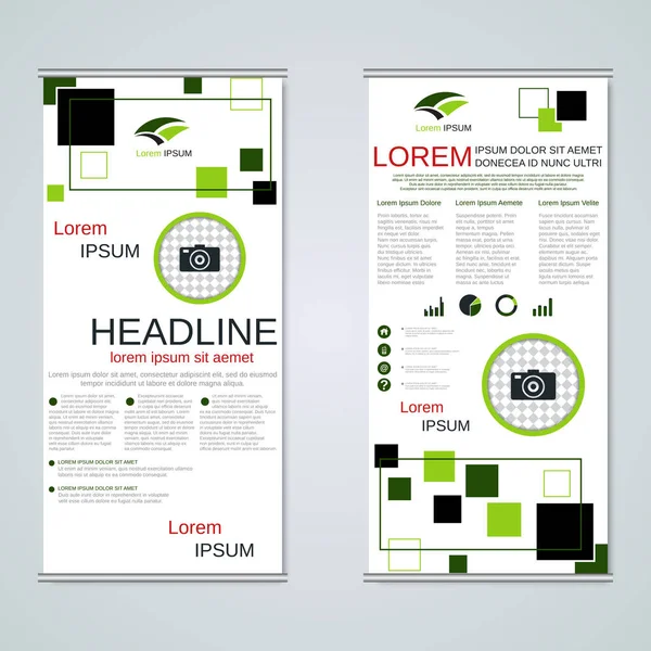 现代汇总抽象几何风格商业横幅 双面传单矢量设计模板 — 图库矢量图片