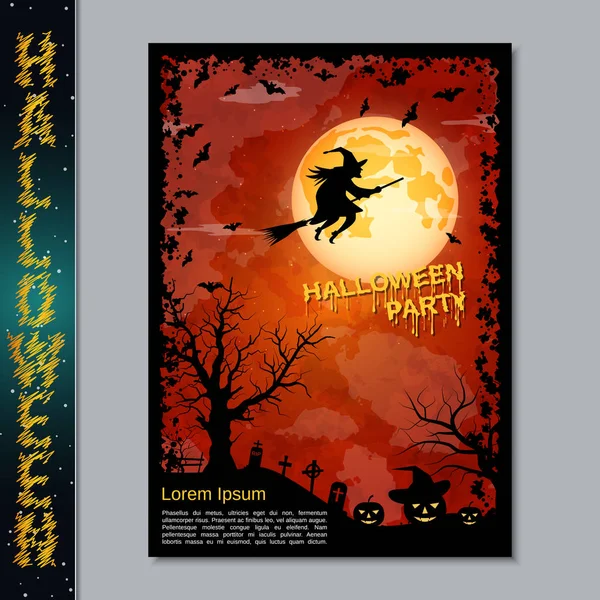 Halloween Night Ulotki Broszury Plakat Zaproszenia Karty Wektor Projekt Szablon — Wektor stockowy