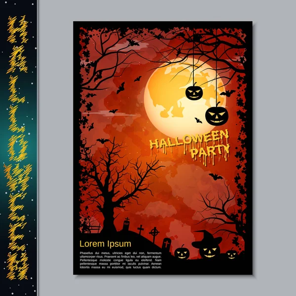 Halloween Night Ulotki Broszury Plakat Zaproszenia Karty Wektor Projekt Szablon — Wektor stockowy