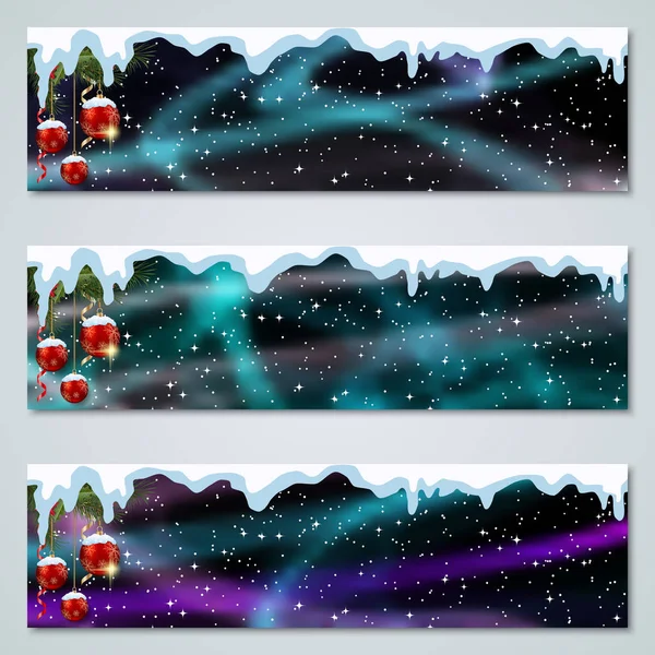 Navidad Año Nuevo Colección Banners Vectores Coloridos Lujo — Vector de stock