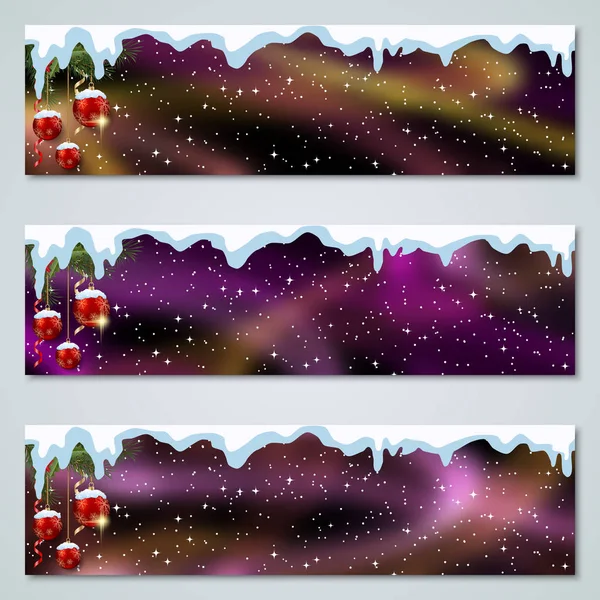 Navidad Año Nuevo Colección Banners Vectores Coloridos Lujo — Vector de stock