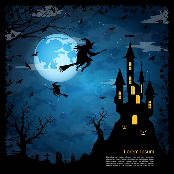 Halloween Scary Night Vector Background — Stock Vector