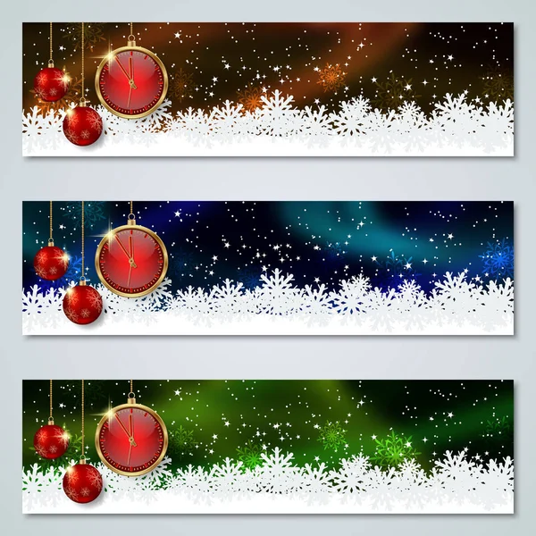 Natal Ano Novo Luxo Colorido Coleção Banners Vetoriais — Vetor de Stock