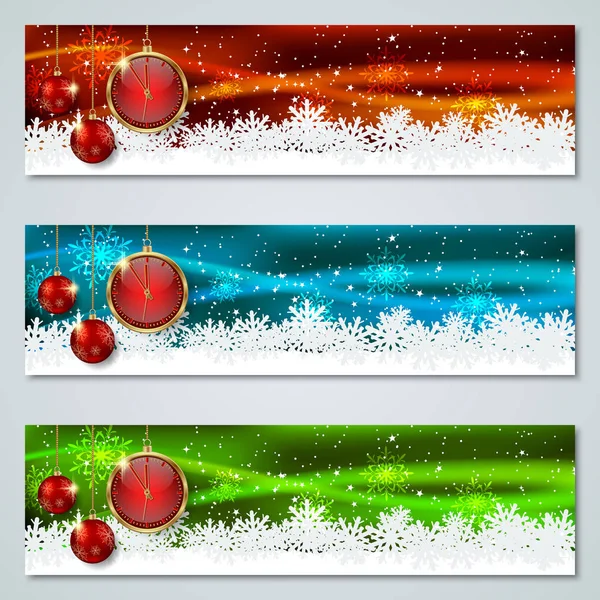 Natale Capodanno Lusso Colorata Collezione Banner Vettoriali — Vettoriale Stock
