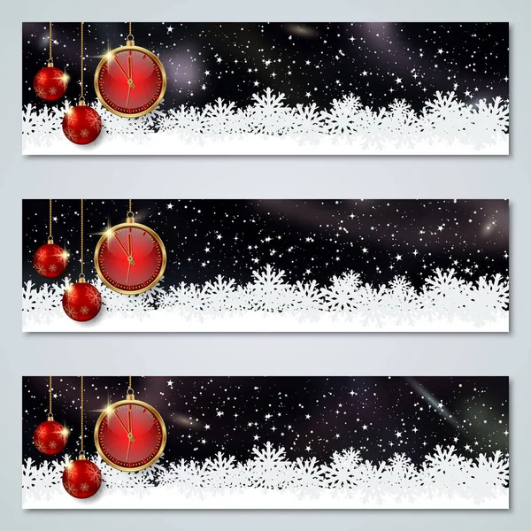 Navidad Año Nuevo Colección Banners Vectores Coloridos Lujo — Vector de stock