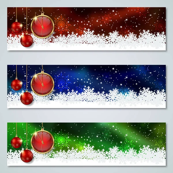 Navidad Año Nuevo Colección Banners Vectores Coloridos Lujo — Archivo Imágenes Vectoriales