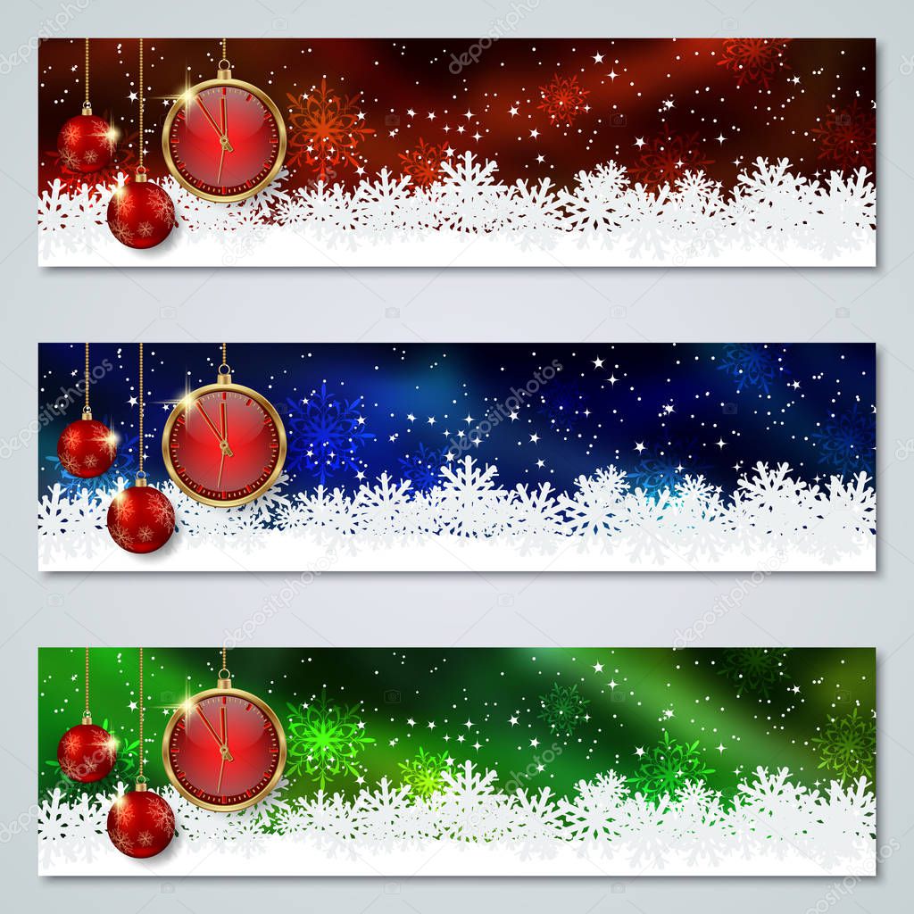 Christmas and New Year luxury colorful vector banners collection