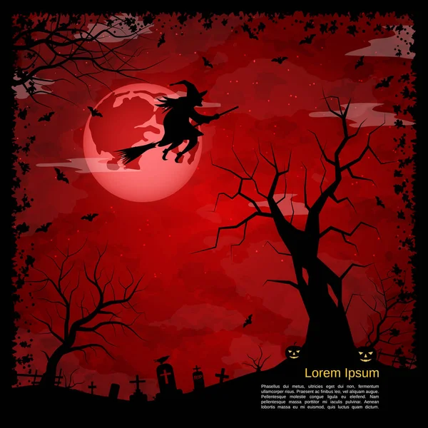 Halloween Assustador Noite Vetor Fundo —  Vetores de Stock