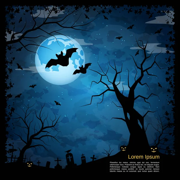 Halloween Miedo Noche Vector Fondo — Archivo Imágenes Vectoriales