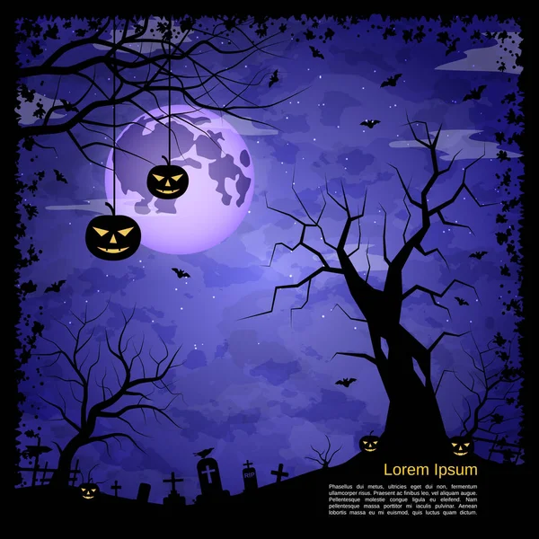 Halloween Scary Night Vector Background — Stock Vector